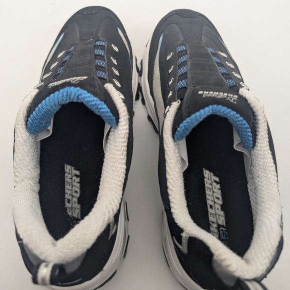 Skechers Sport Shoes Women Size 8 Black Blue Silver D'Lites Chunky Sneakers - Picture 10 of 14